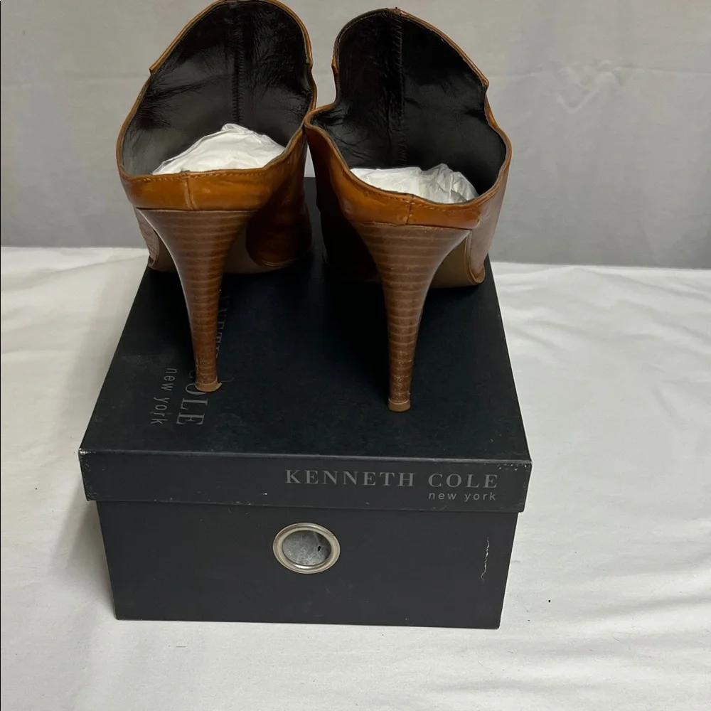 Kenneth Cole Point Blank Brown/Tan Leather Mule Ankle Boots